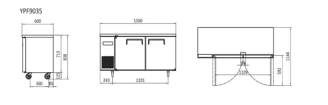 Atosa 1.5m Freezer Undercounter