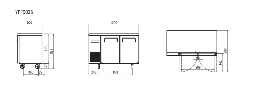 Atosa 1.2m Freezer Undercounter