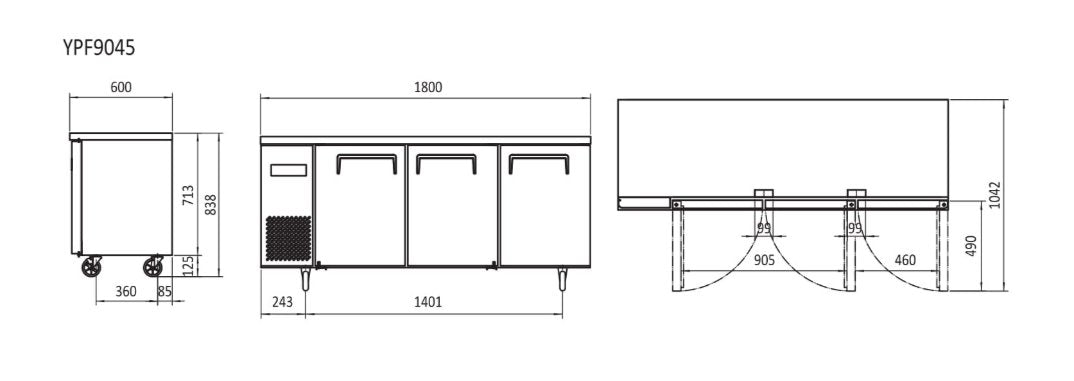 Atosa 1.8m Freezer Undercounter