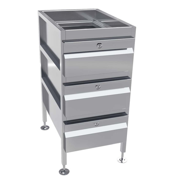 3Monkeez Gastronorm Freestanding Stainless Steel Drawer Unit - 3 drawers