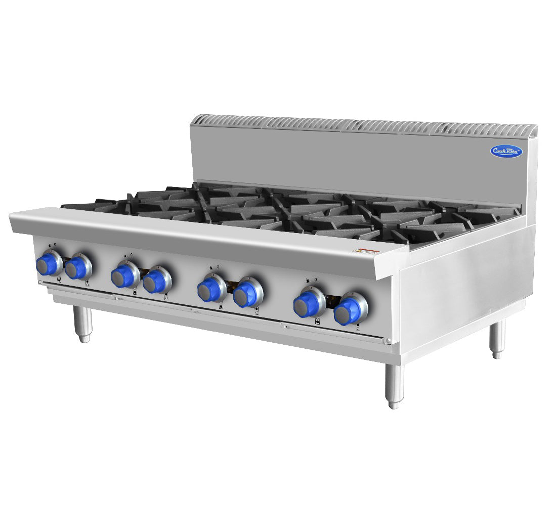 Cookrite AT80G8B-C Open 8 Burner Cook Top - Natural Gas/LPG