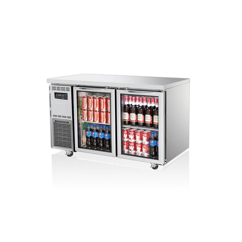 Turbo Air Undercounter 2 Glass Door Fridge 1200mm Width x 600mm Depth