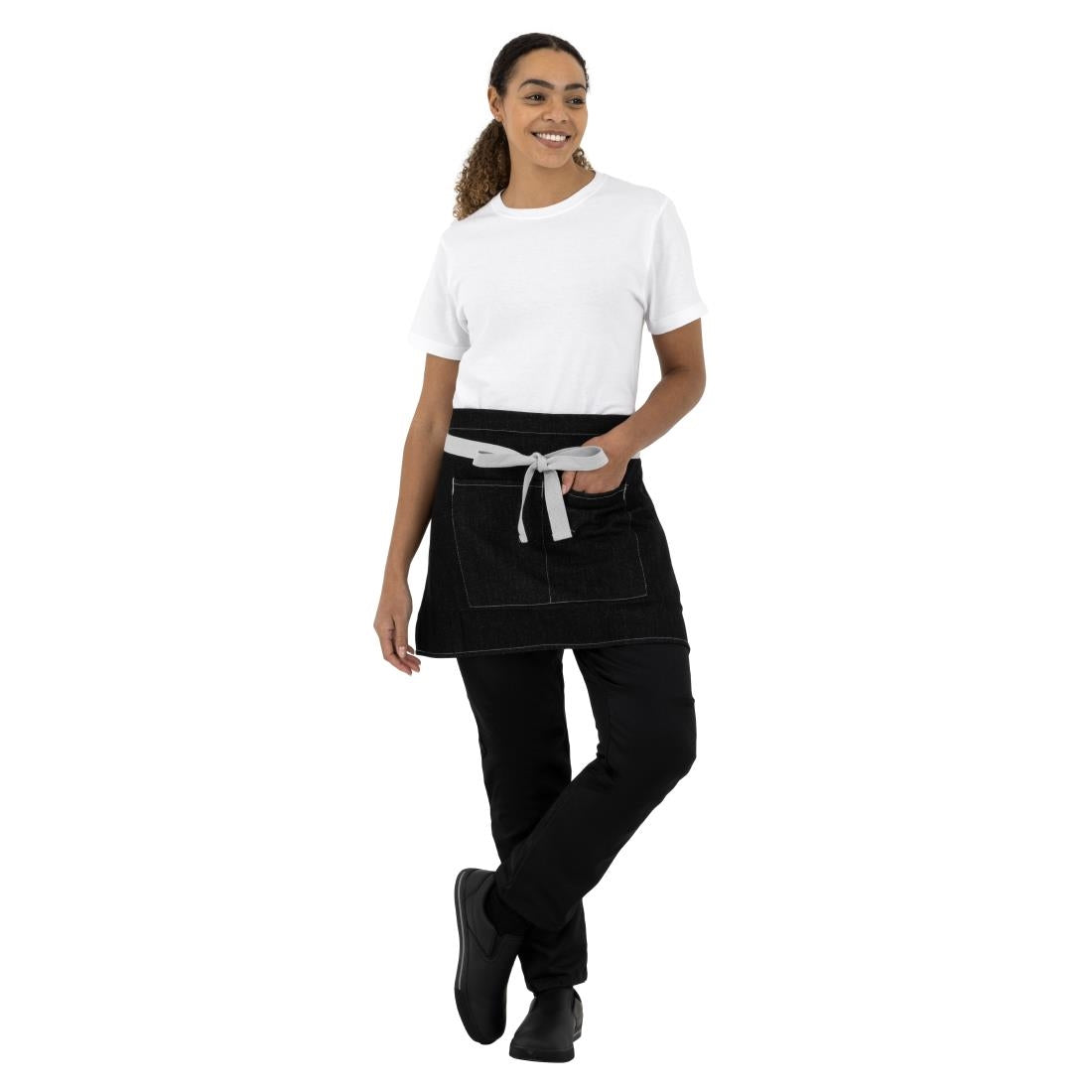 Southside Waist Apron Denim Black with Grey Ties - B995
