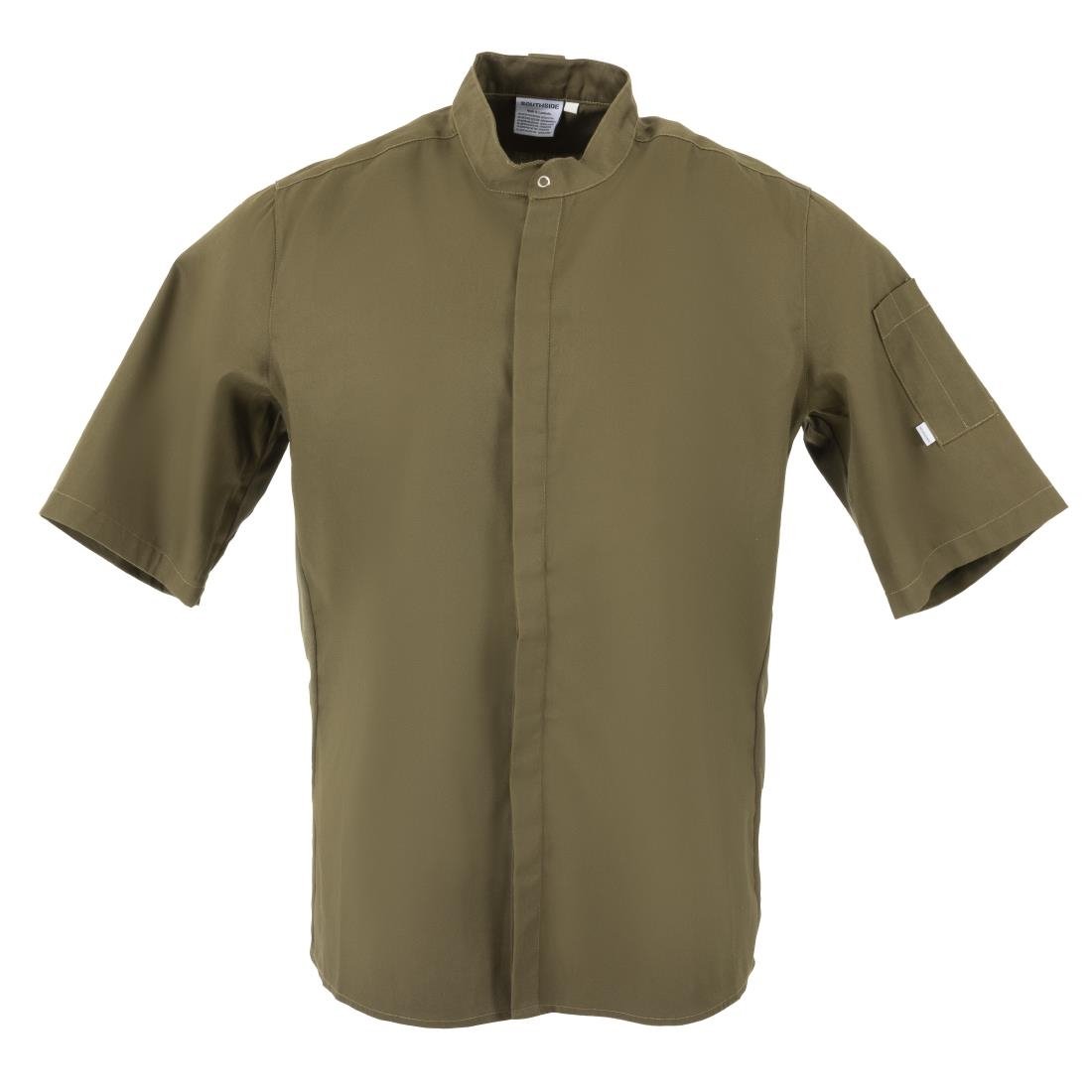 Southside Band Collar Chef Jacket Khaki Size XL - BA001-XL