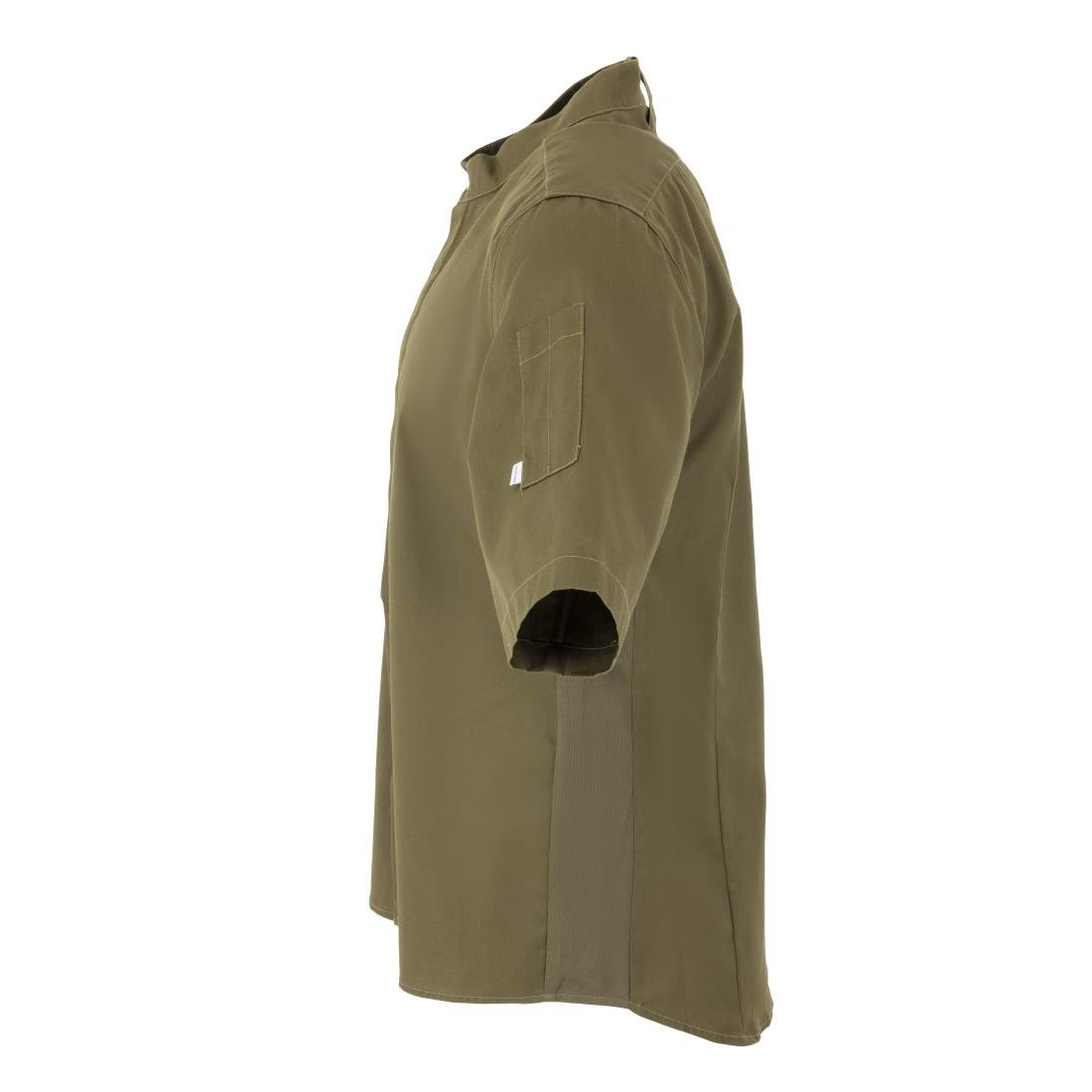 Southside Band Collar Chef Jacket Khaki Size S - BA001-S