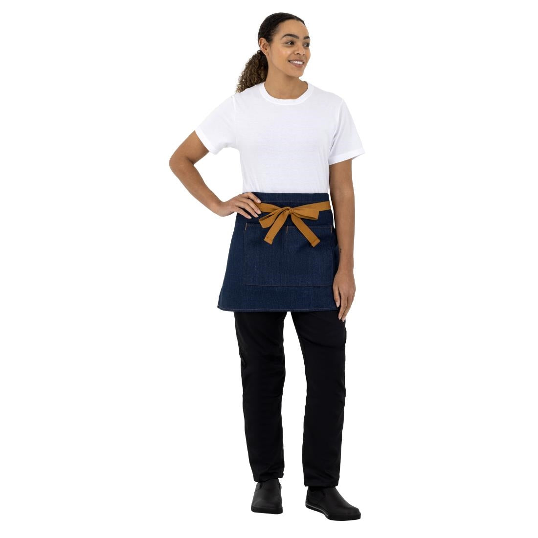 Southside Waist Apron Denim Blue with Tan Ties - BB465