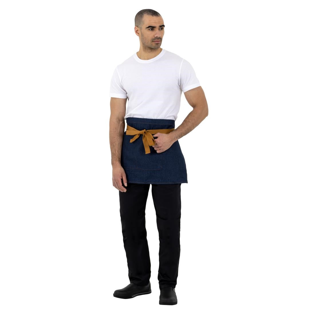 Southside Waist Apron Denim Blue with Tan Ties - BB465