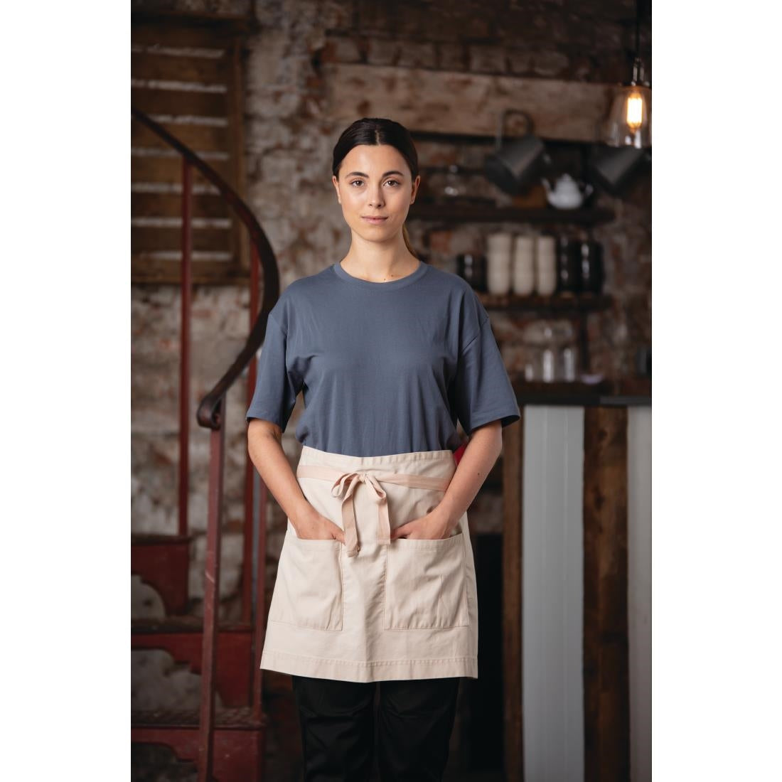 Southside Cotton Canvas Waist Apron Stone - BB688