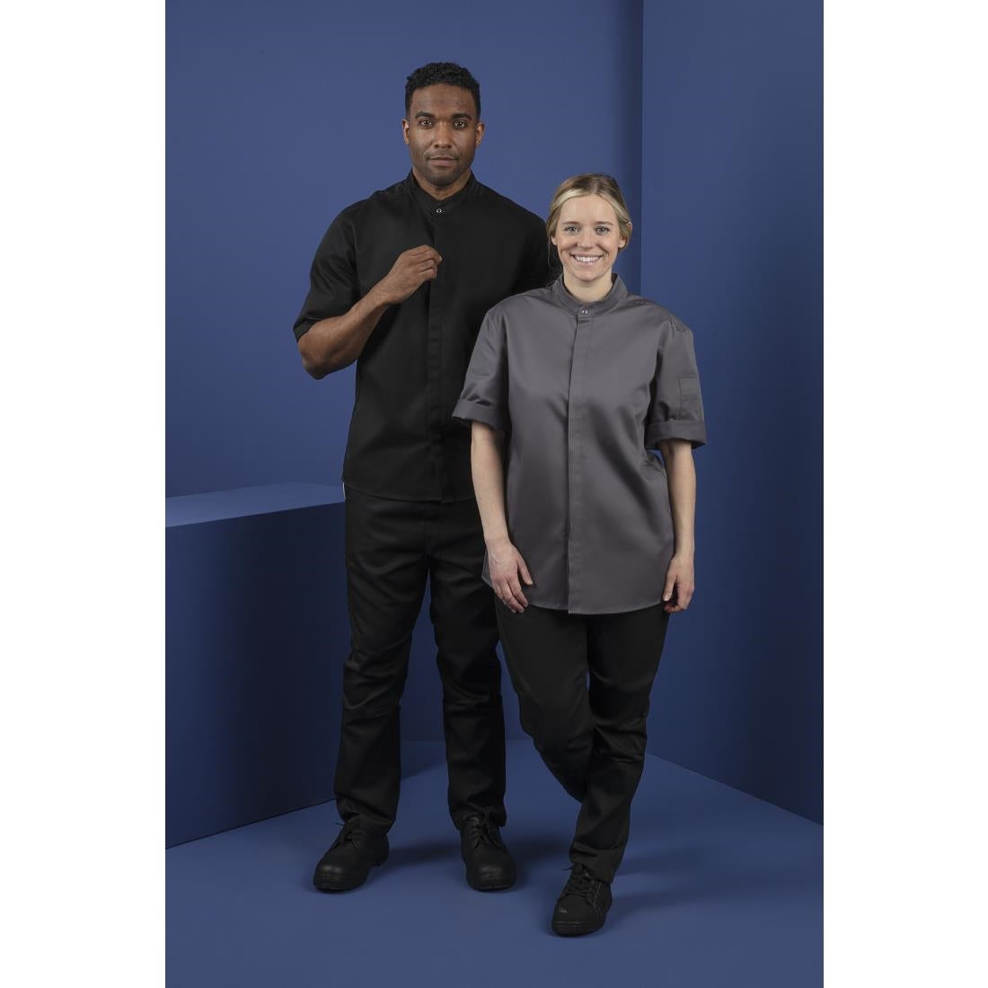 Southside Band Collar Chefs Jacket Black Size L - BB711-L