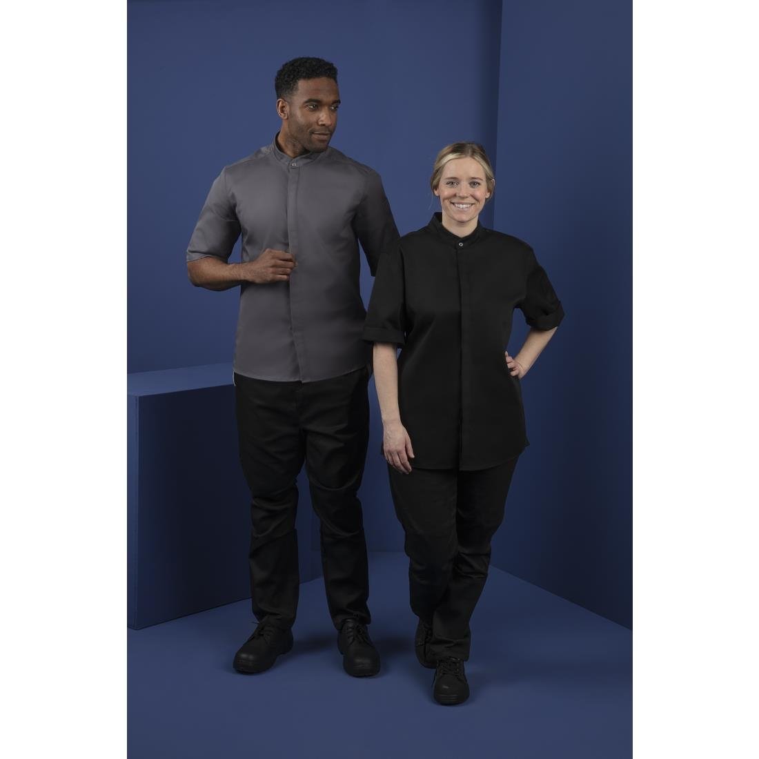 Southside Band Collar Chefs Jacket Black Size M - BB711-M