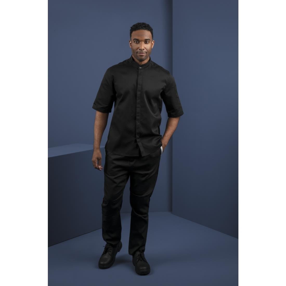 Southside Band Collar Chefs Jacket Black Size S - BB711-S