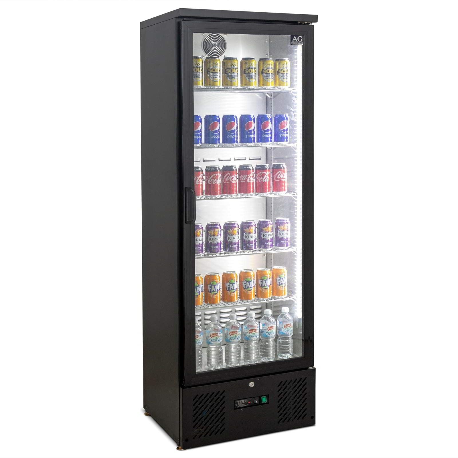 AG 300L Upright Glass Door Display / Backbar Fridge - Black