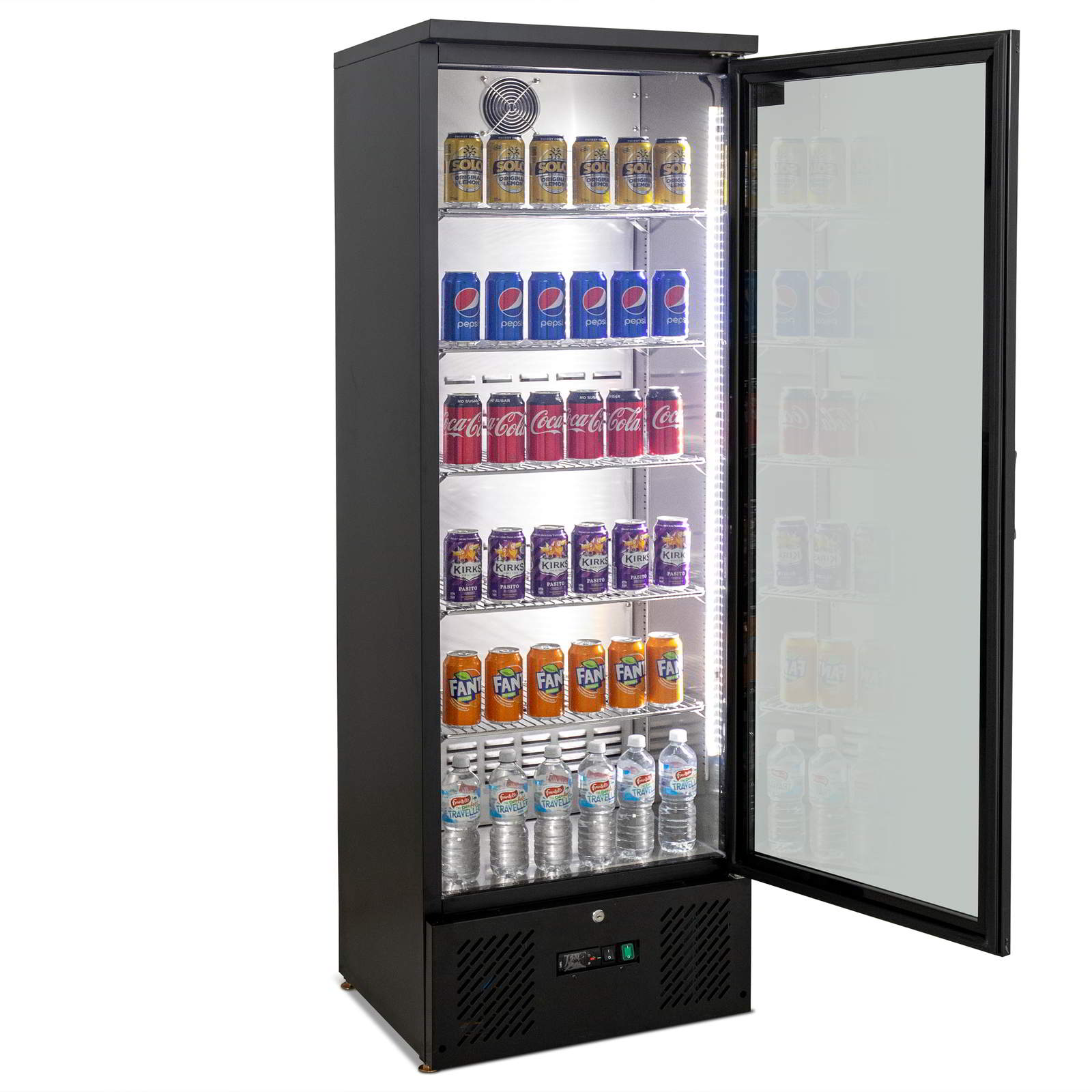 AG 300L Upright Glass Door Display / Backbar Fridge - Black