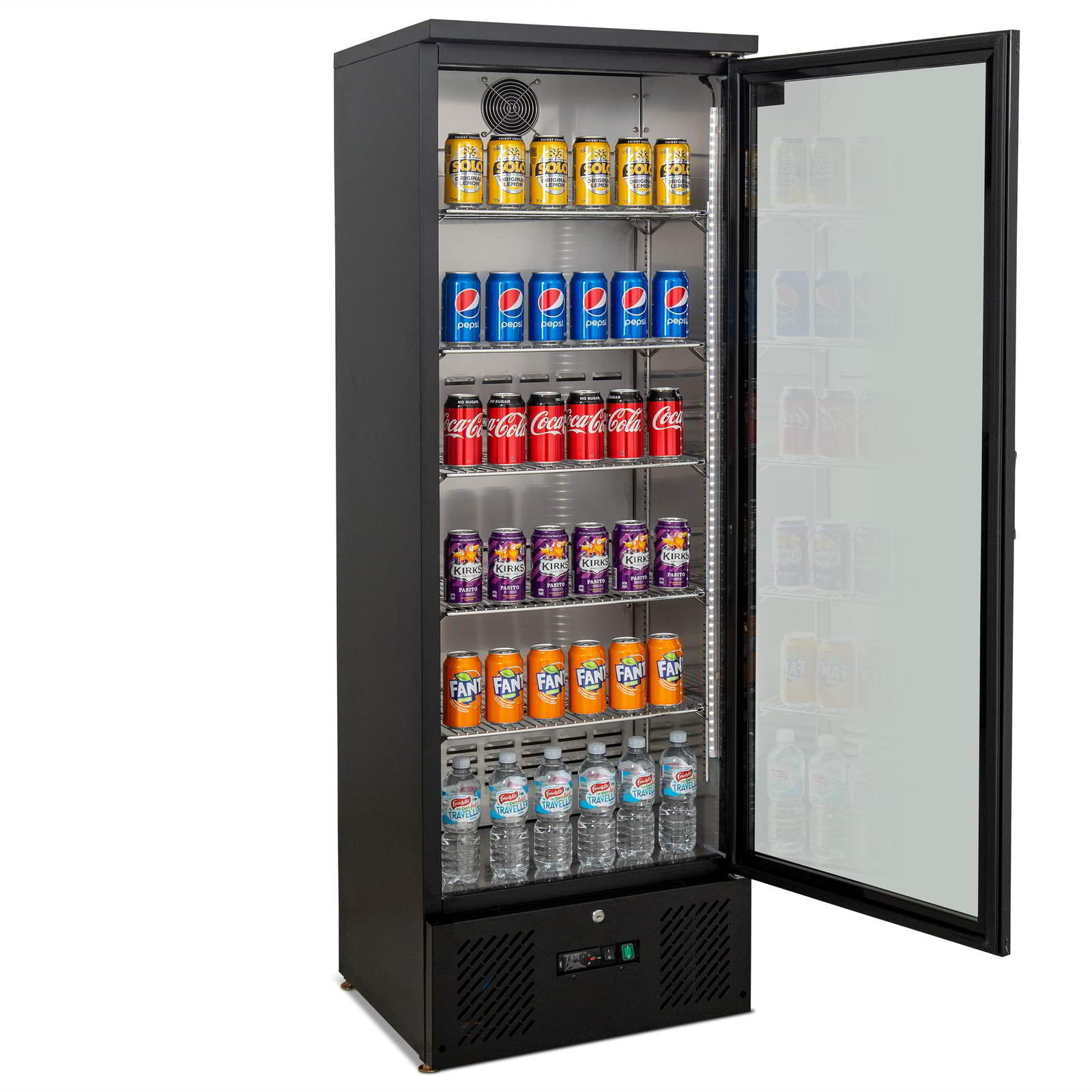 AG 300L Upright Glass Door Display / Backbar Fridge - Black