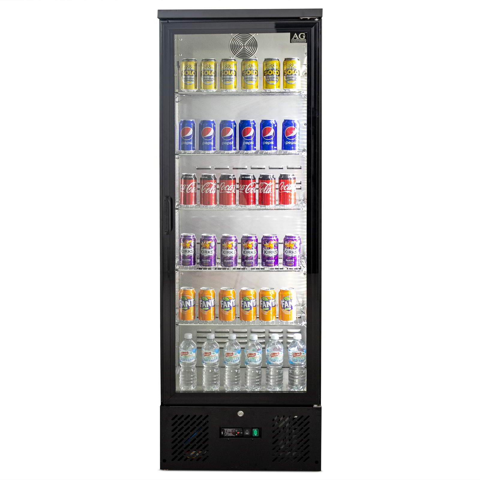 AG 300L Upright Glass Door Display / Backbar Fridge - Black