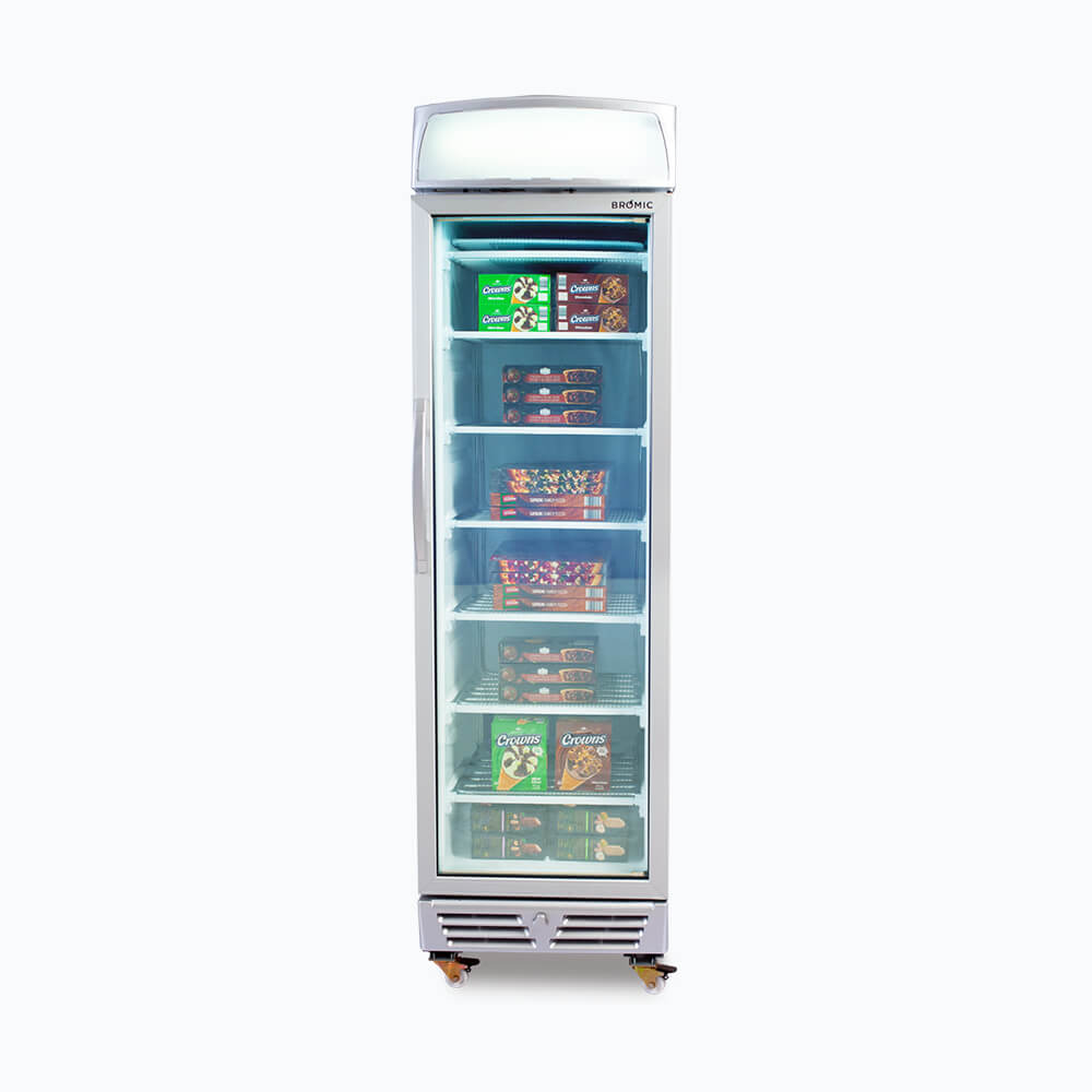 Bromic Upright Display Freezer - 300L - 1 Door - Flat Glass - Lightbox UF0374LS-NR