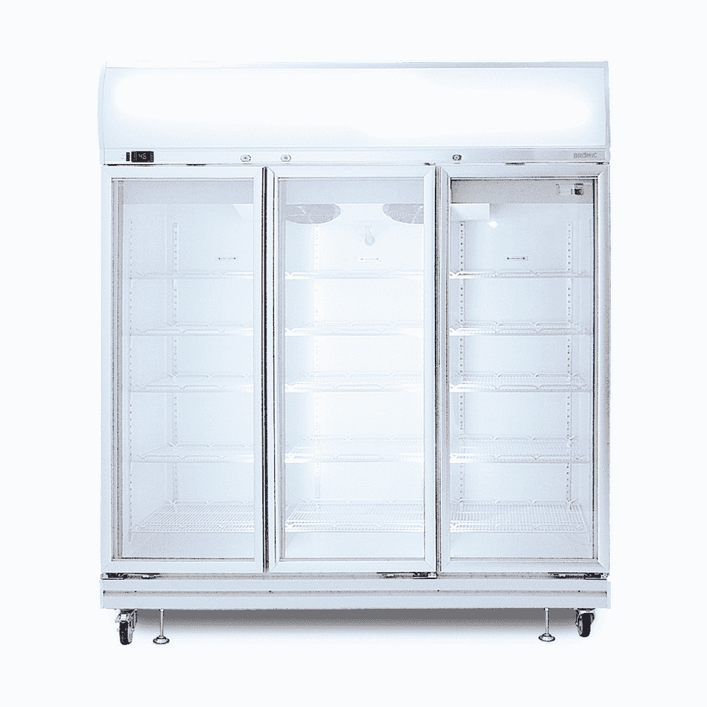 Bromic Upright Display Fridge - 1507L - 3 Doors - Flat Glass - Lightbox GD1500LF