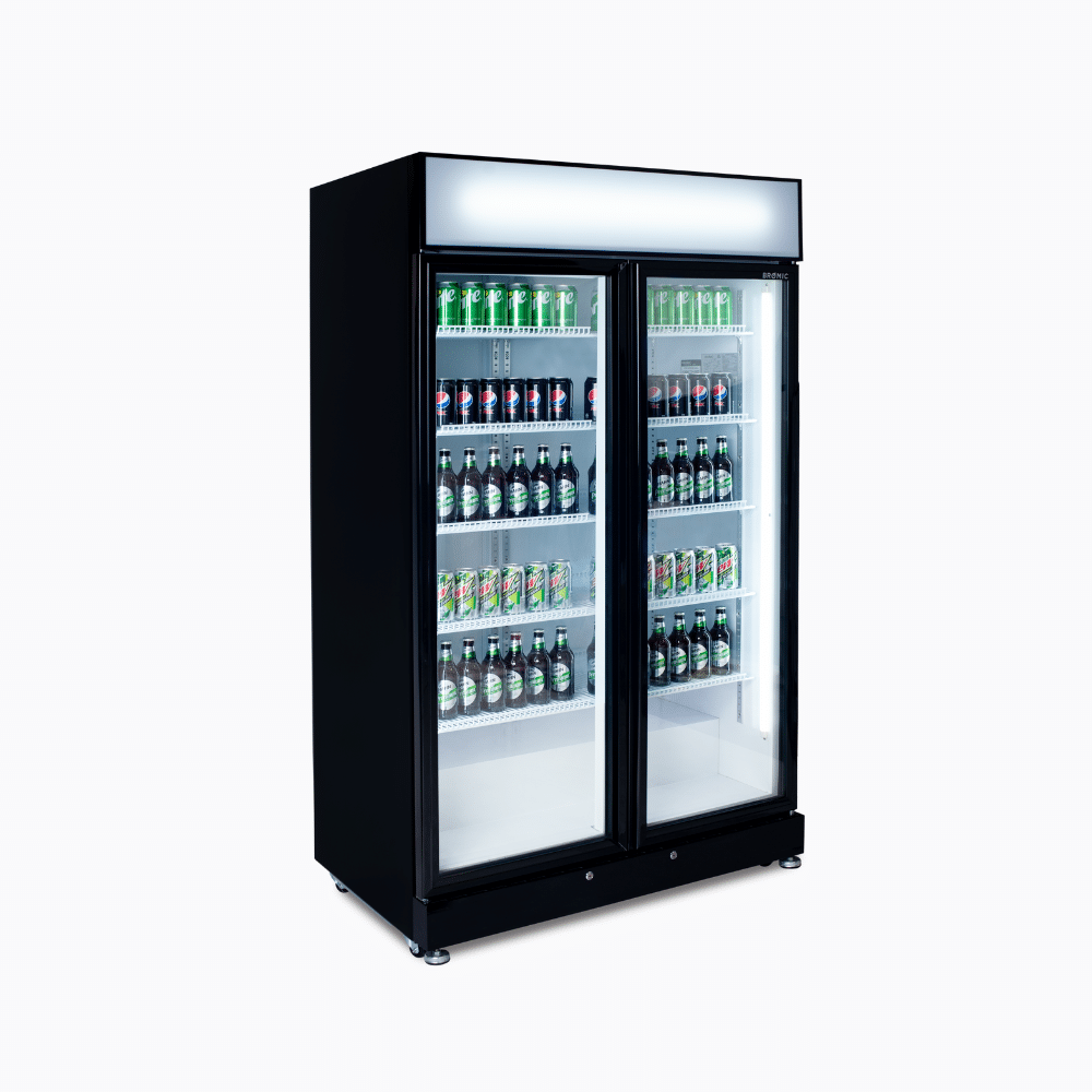 Bromic Upright Display Fridge - 885L - 2 Doors - Flat Glass - Black GM0900LBECO-NR