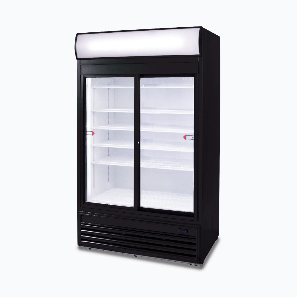 Bromic Upright Display Fridge - 945L - 2 Doors - Sliding - Flat Glass - Lightbox GM0980LS-NR