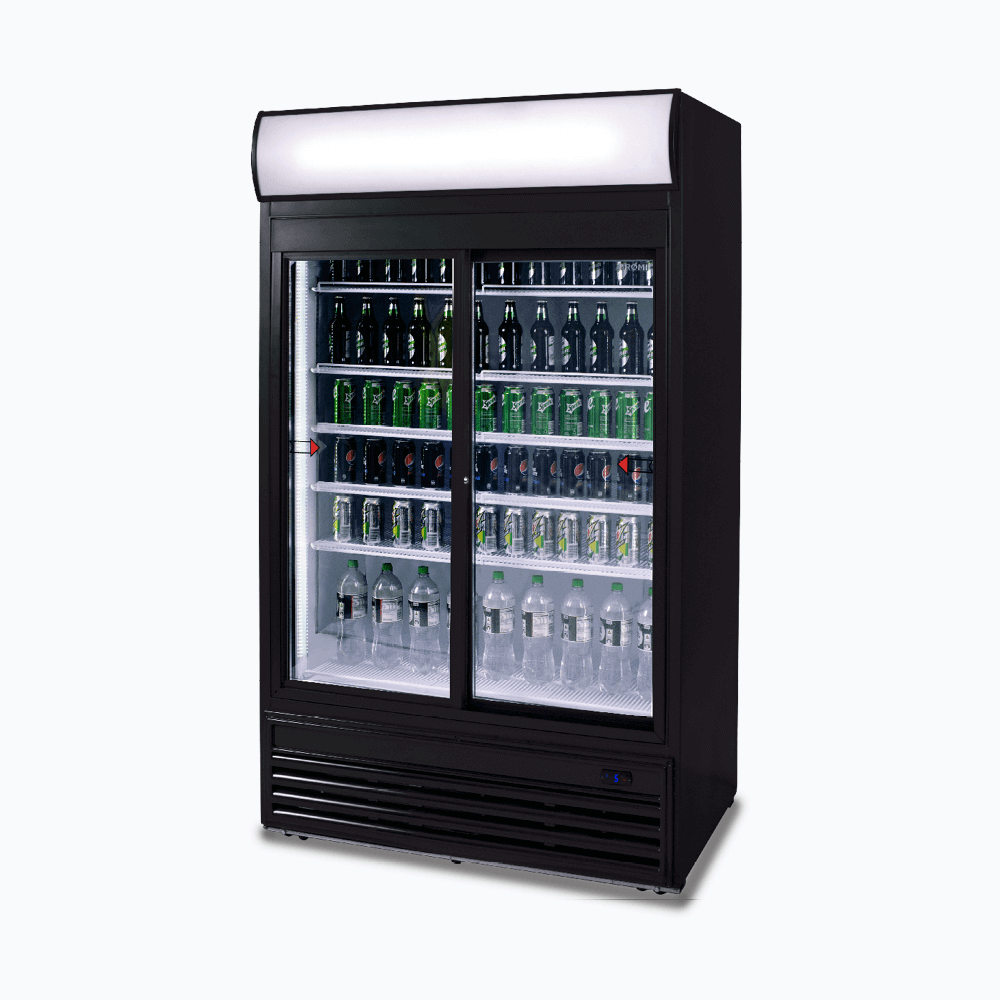 Bromic Upright Display Fridge - 945L - 2 Doors - Sliding - Flat Glass - Lightbox GM0980LS-NR