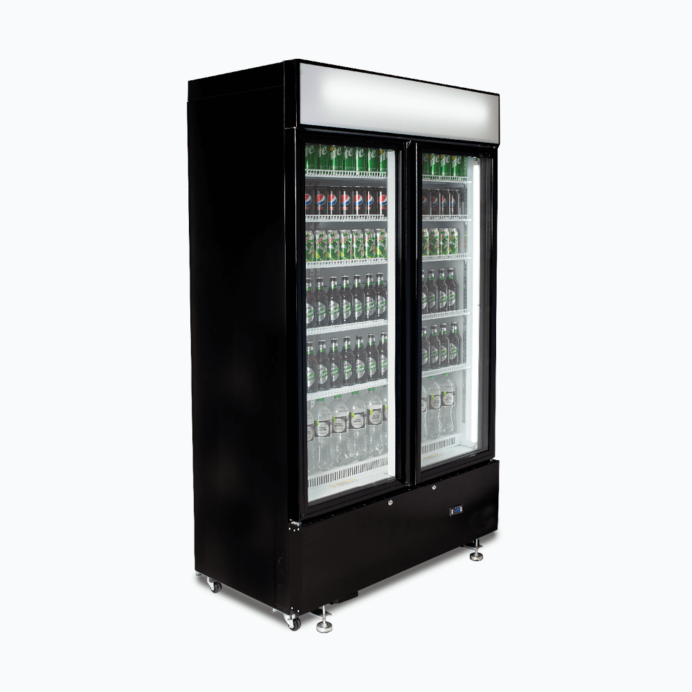 Bromic Upright Display Fridge - 960L - 2 Doors - Flat Glass - Cassette - Black GM1000LBCAS