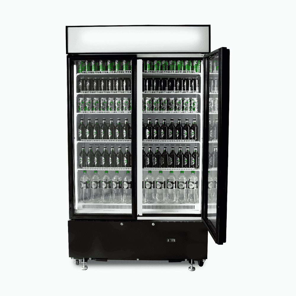 Bromic Upright Display Fridge - 960L - 2 Doors - Flat Glass - Cassette - Black GM1000LBCAS