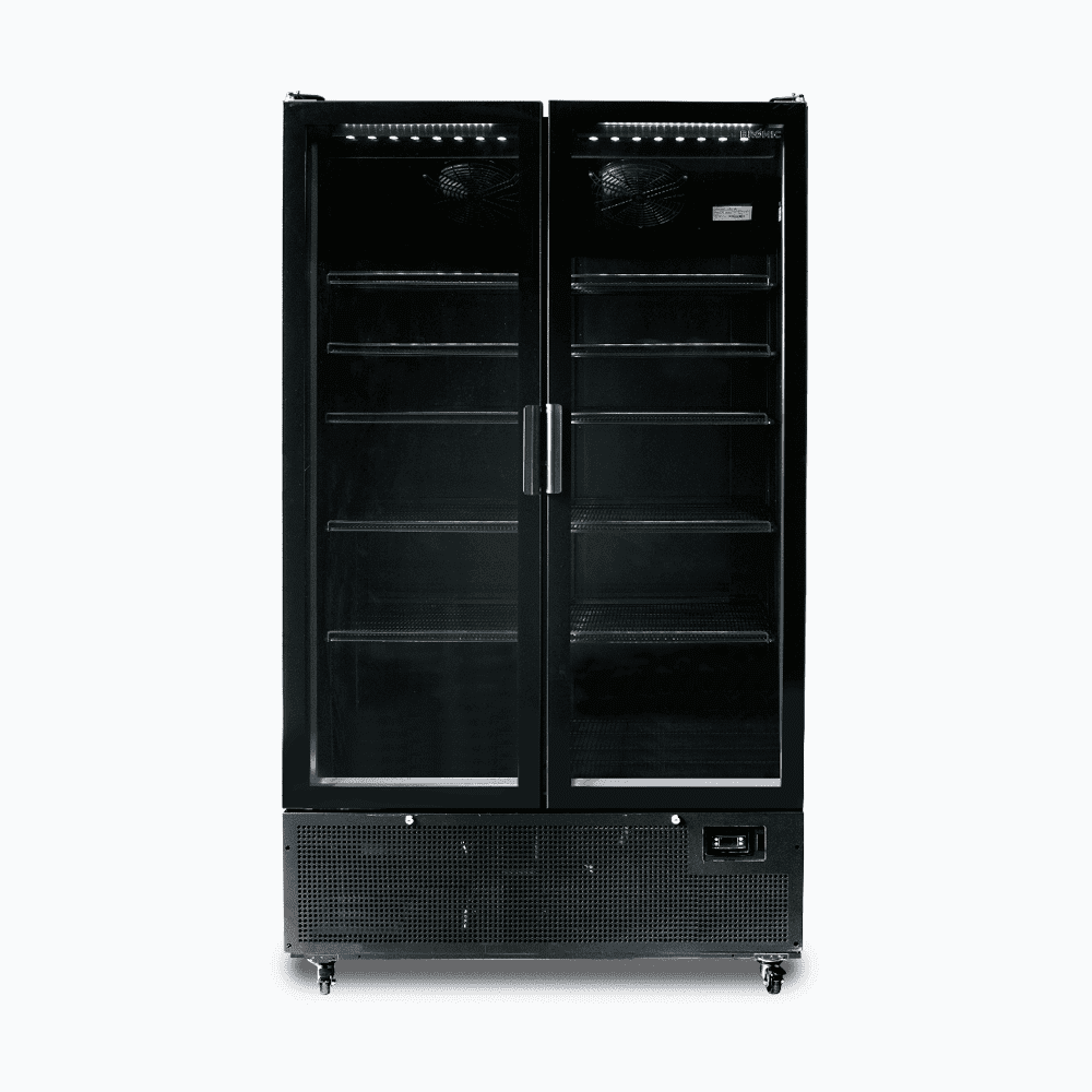 Bromic Upright Display Fridge - 1126L - 2 Door - Flat Glass - Black GM1100B-NR