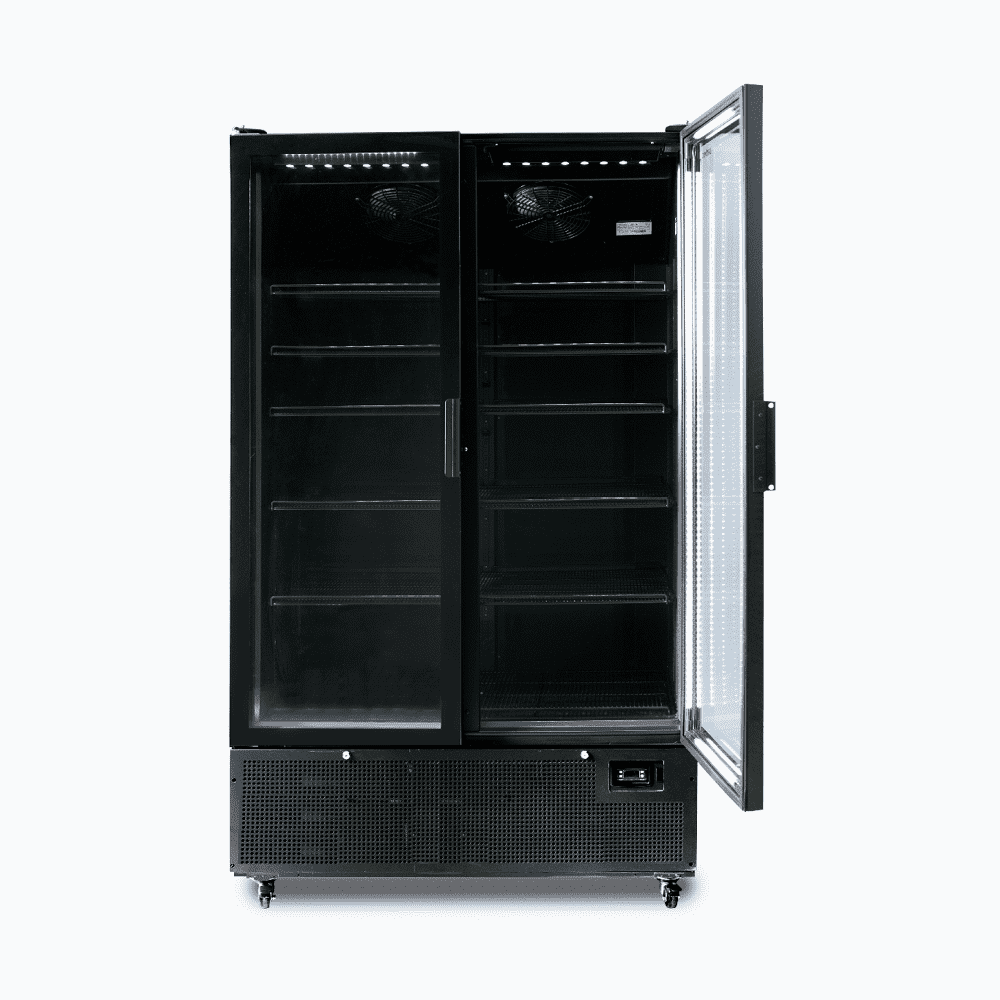 Bromic Upright Display Fridge - 1126L - 2 Door - Flat Glass - Black GM1100B-NR