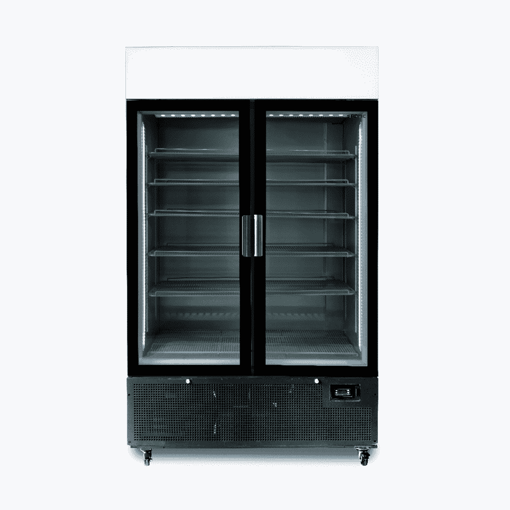 Bromic Upright Display Fridge - 1082L - 2 Door - Flat Glass - Lightbox - Black GM1100LB-NR