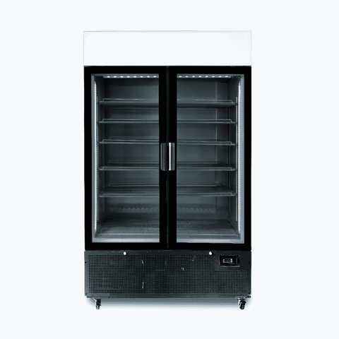 Bromic Upright Display Fridge - 1082L - 2 Door - Flat Glass - Lightbox - Black GM1100LB-NR
