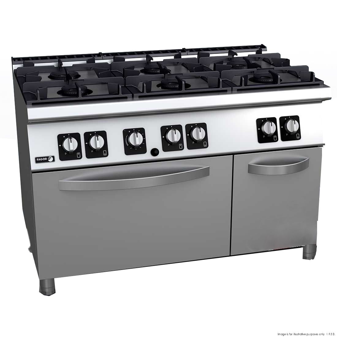 CLEARANCE - Fagor Kore 700 Series 6 Burner Gas Range with Gas Oven - C-G761H-VIC937