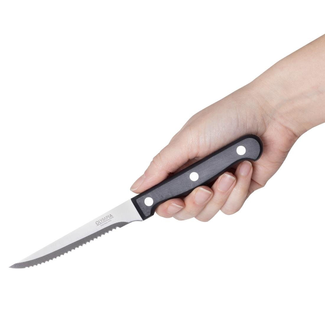 Olympia Steak Knife Black Handle (12 Pack) - C134