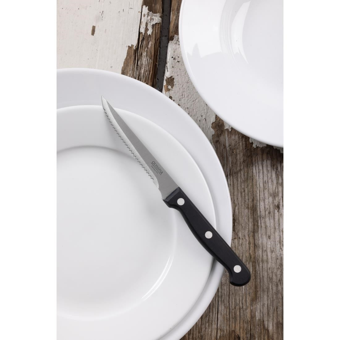 Olympia Steak Knife Black Handle (12 Pack) - C134