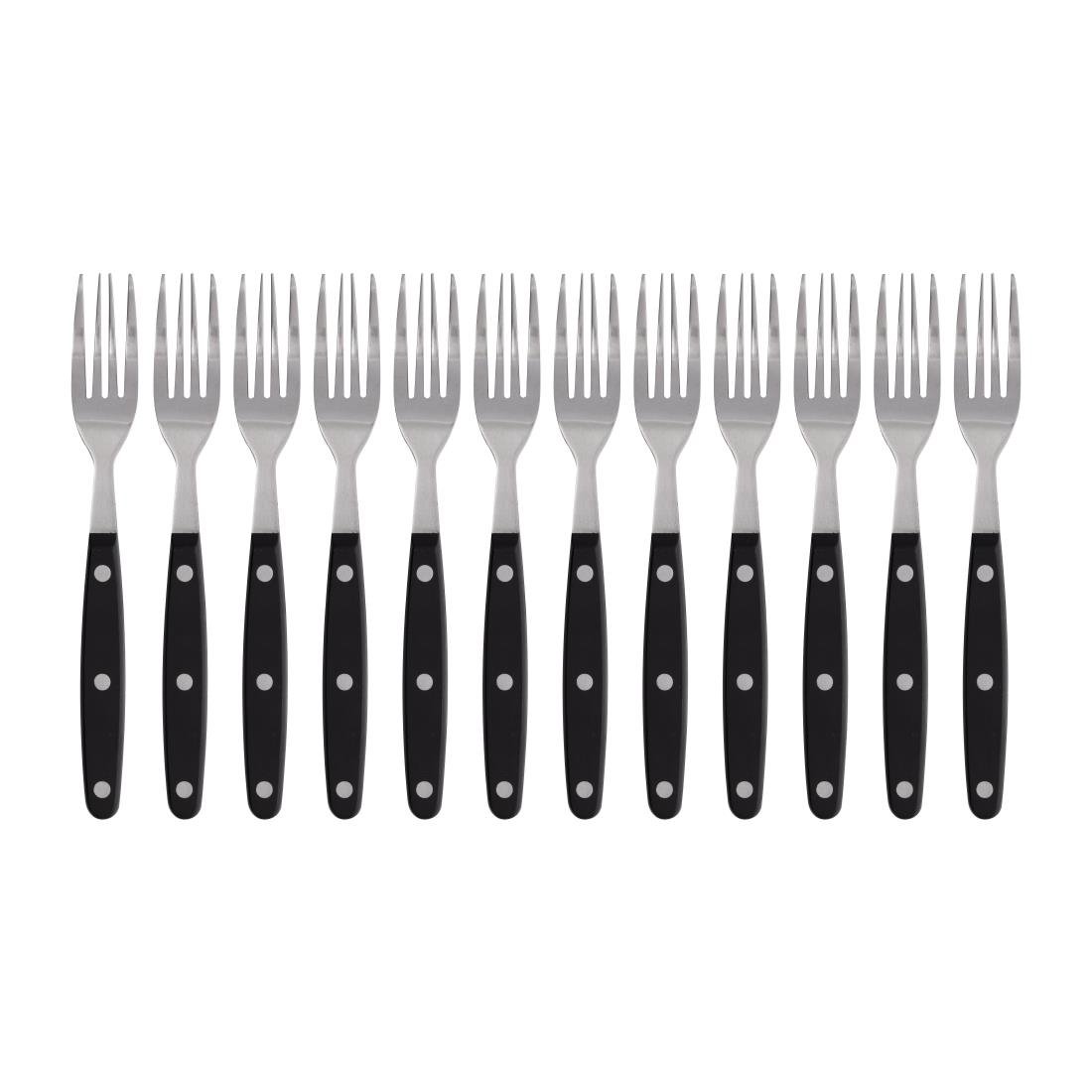 Olympia Steak Fork Black Handle (12 Pack) - C135