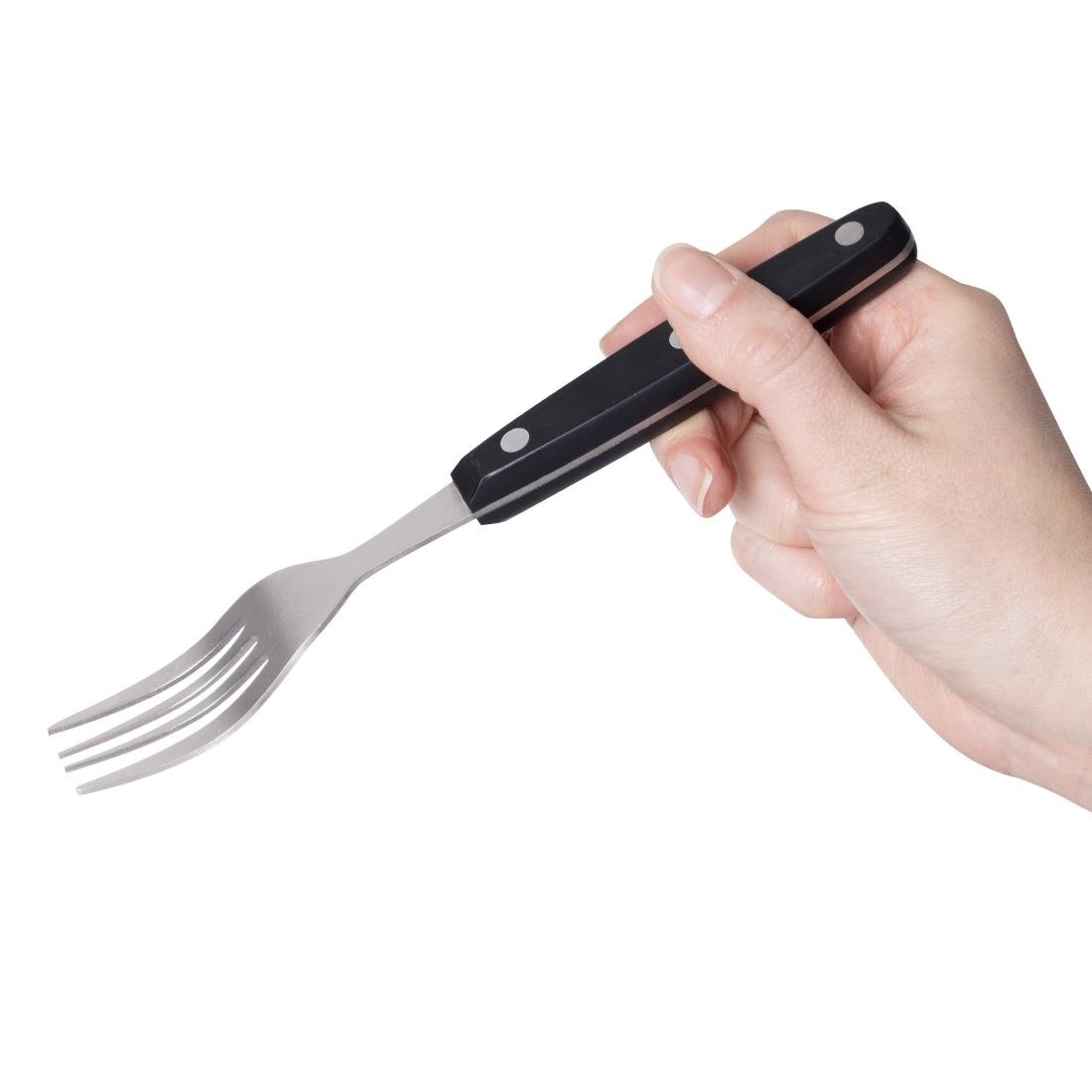 Olympia Steak Fork Black Handle (12 Pack) - C135