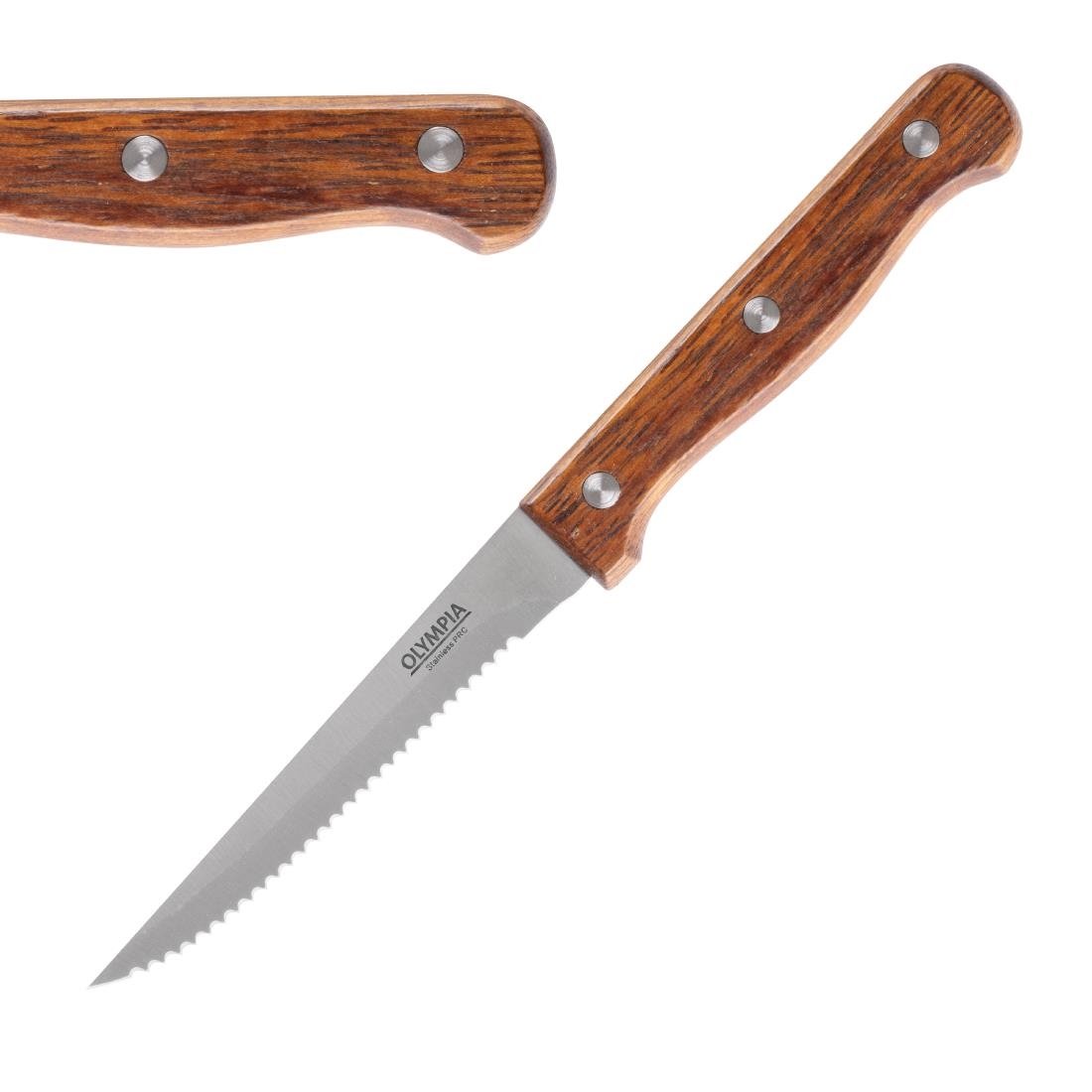 Olympia Steak Knife Wooden Handle (12 Pack) - C136