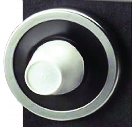 San Jamar Ez-Fit One-Size-Fits-All Counter Mount Cup Dispenser supplied with 4 pre-cut gaskets to suit 73mm - 121mm cup rim diameter - C2410CBKFSM