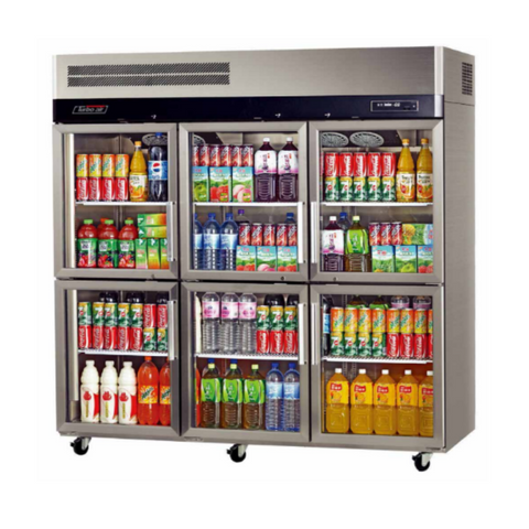 Turbo Air 6 Half Glass Door Upright Top Mount Fridge