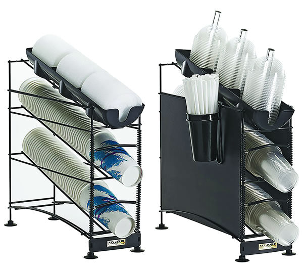San Jamar Wireworks Cup Dispenser & Lid Organisers - 2 Cup Dispeners, 1 lid organiser, NO side panels - C8503WFD