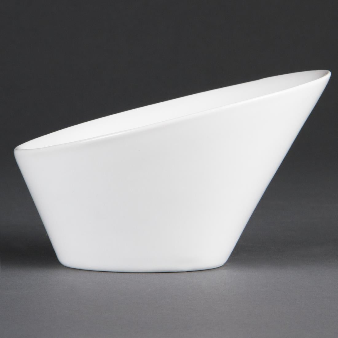 Olympia Whiteware Oval Sloping Bowls 154x 133mm 335ml (4 Pack) - CB079