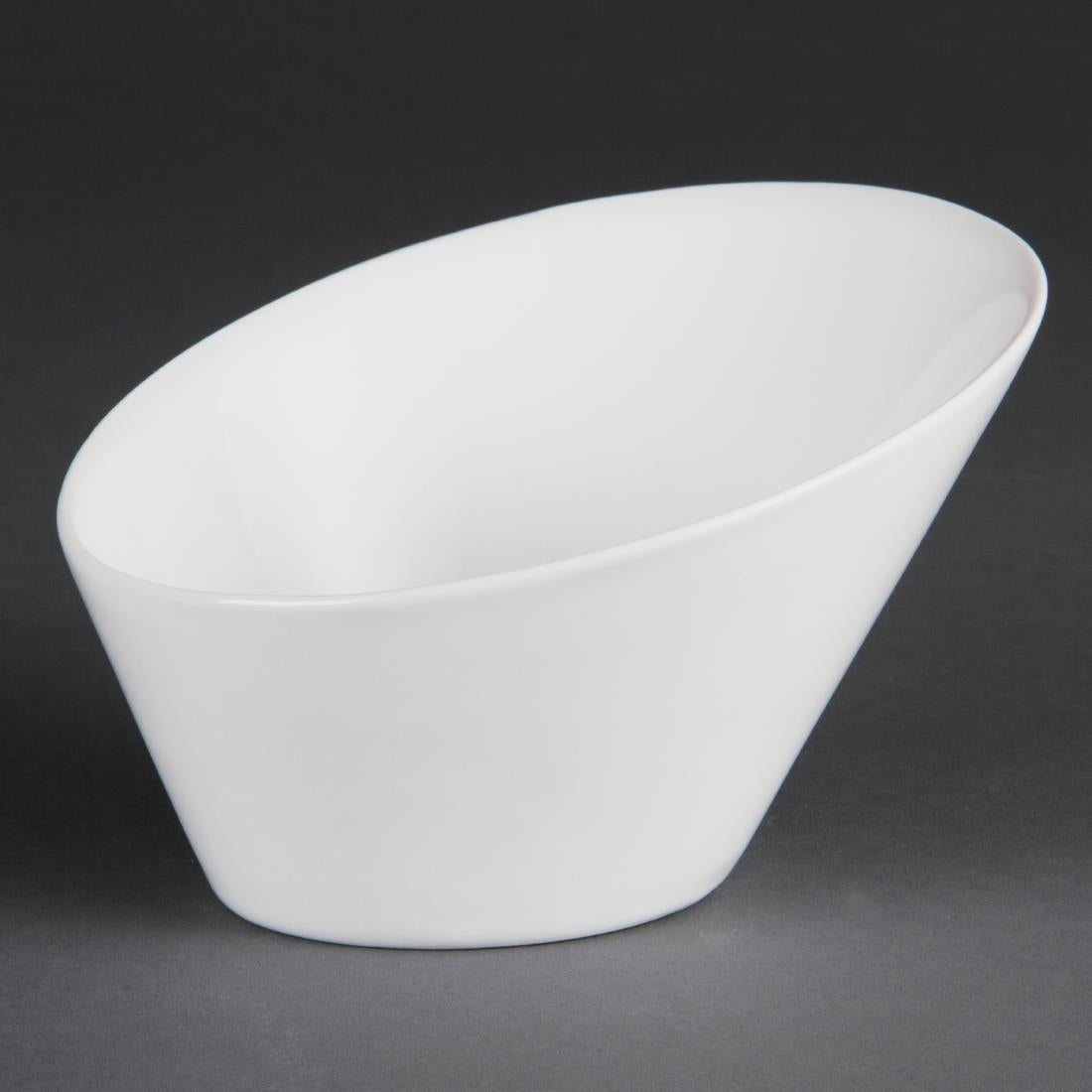 Olympia Whiteware Oval Sloping Bowls 154x 133mm 335ml (4 Pack) - CB079