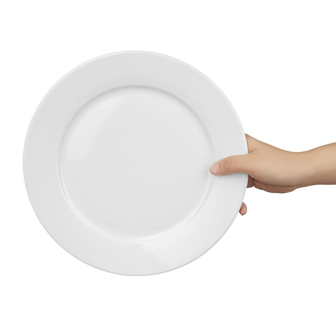 Olympia Whiteware Wide Rimmed Plates 250mm (12 Pack) - CB481