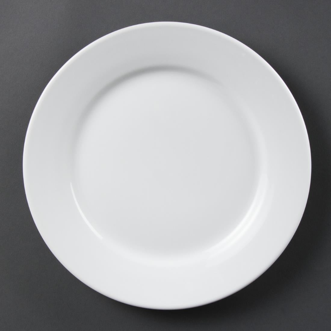 Olympia Whiteware Wide Rimmed Plates 250mm (12 Pack) - CB481