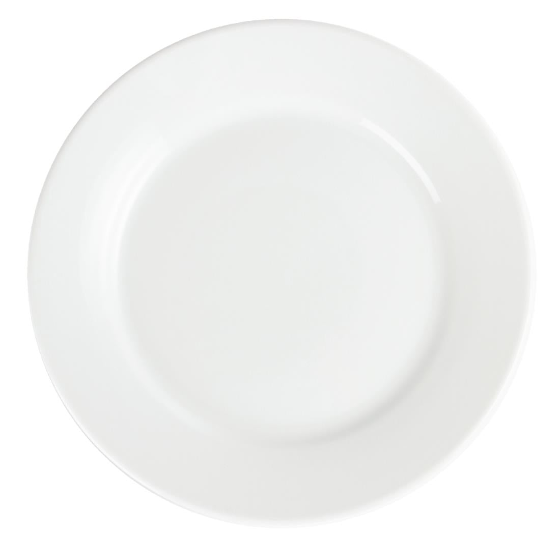 Olympia Whiteware Wide Rimmed Plates 250mm (12 Pack) - CB481
