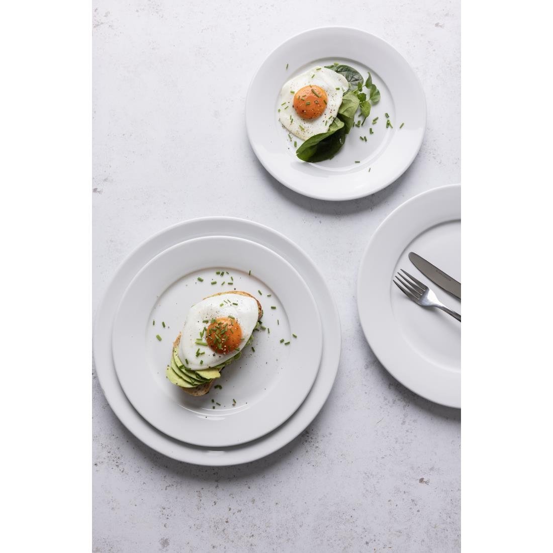 Olympia Whiteware Wide Rimmed Plates 310mm (6 Pack) - CB483