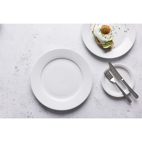 Olympia Whiteware Wide Rimmed Plates 250mm (12 Pack) - CB481
