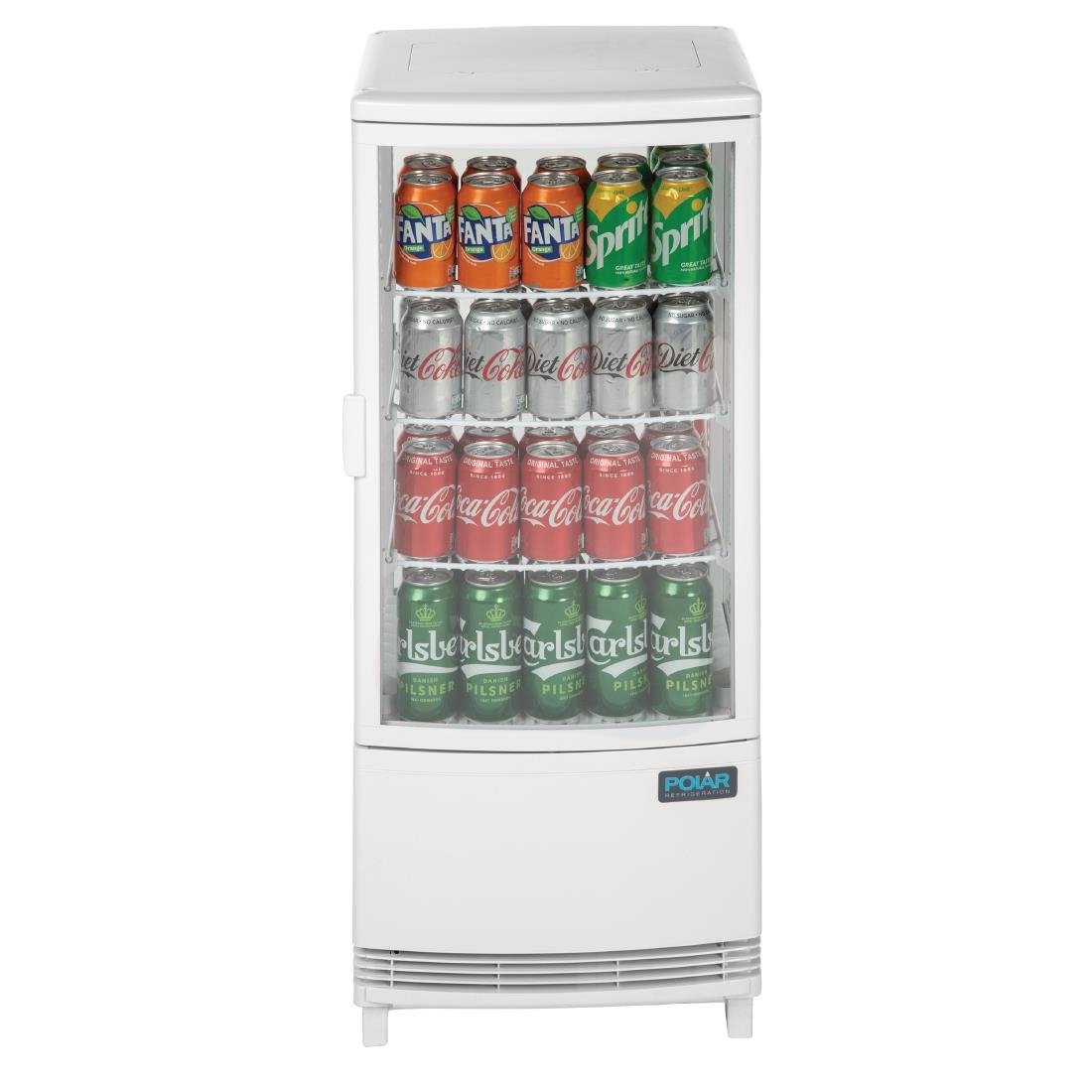 Polar C-Series Energy Efficient Curved Door Display Fridge White - 86Ltr