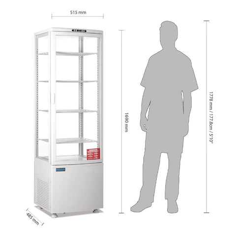 Polar C-Series Energy Efficient Curved Door Display Fridge White - 235Ltr