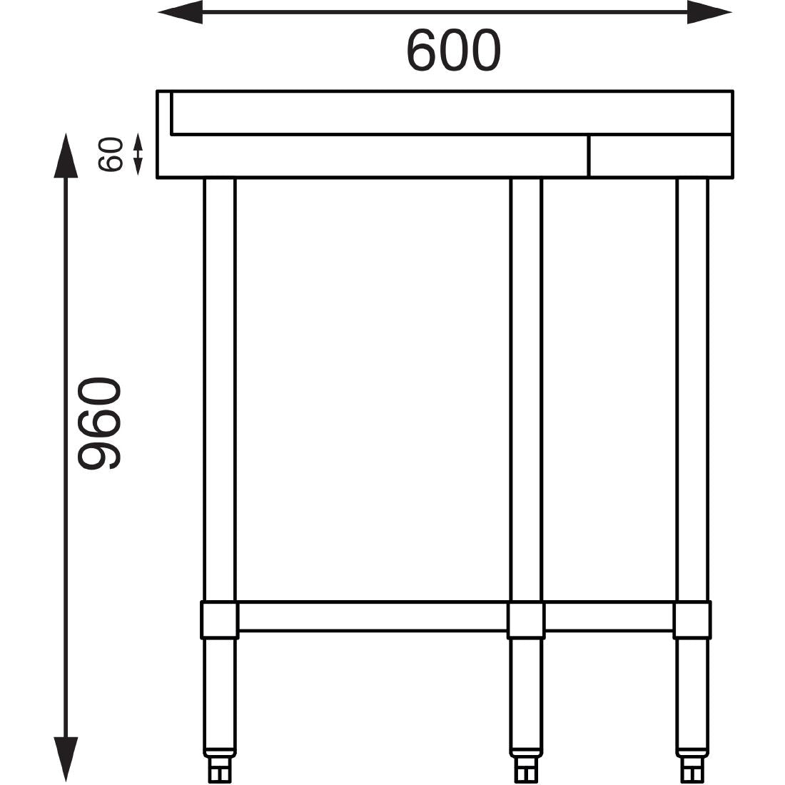 Vogue Stainless Steel Corner Table 600mm - CB907