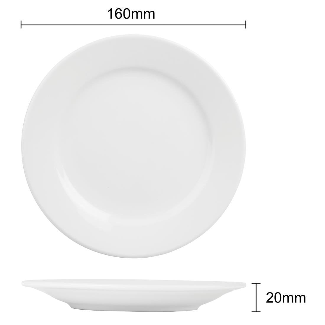 Olympia Athena Wide Rimmed Plates 165mm (Box 12) - CC206